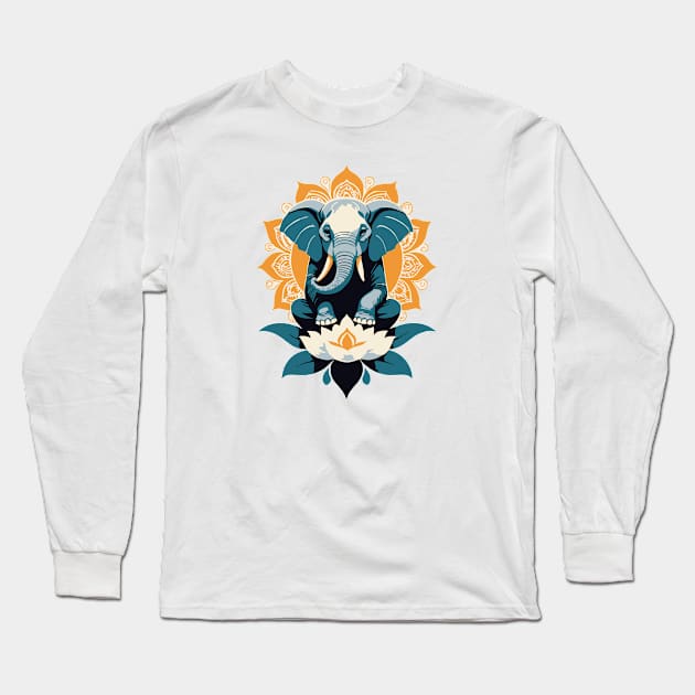 Ganesh Lotus Flower Mandala Long Sleeve T-Shirt by mariasshop